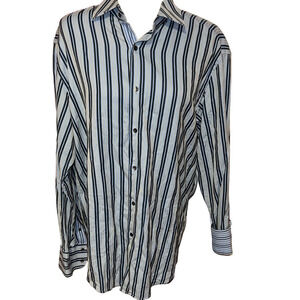 Robert Graham Men's Striped Blue  Shirt L